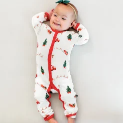Outlet Kyte Baby Romper in Santa Sleigh
