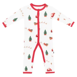 Outlet Kyte Baby Romper in Santa Sleigh