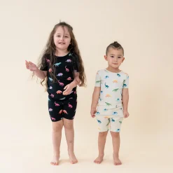 New Kyte Baby Short Sleeve Pajamas in Ecru Roar