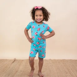 New Kyte Baby Short Sleeve Pajamas in Hibiscus