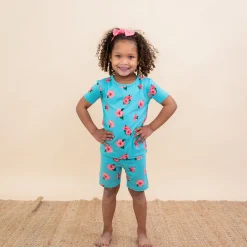 New Kyte Baby Short Sleeve Pajamas in Hibiscus