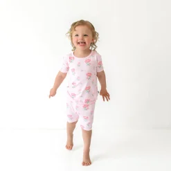 New Kyte Baby Short Sleeve Pajamas in Sakura Peony
