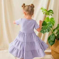 Best Kyte Baby Short Sleeve Tiered Dress in Taro