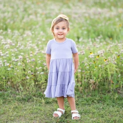 Best Kyte Baby Short Sleeve Tiered Dress in Taro