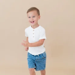 Clearance Kyte Baby Short Sleeve Toddler Henley Tee in Cloud