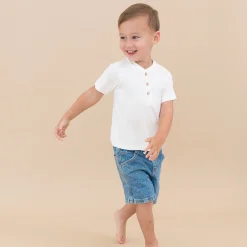 Clearance Kyte Baby Short Sleeve Toddler Henley Tee in Cloud