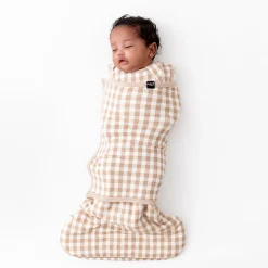 Hot Kyte Baby Sleep Bag Swaddler in 1.0 Gingham Bisque