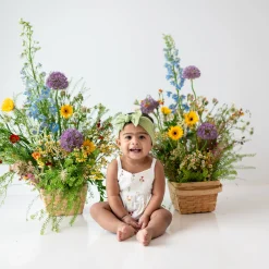 Outlet Kyte Baby Smocked Bubble Romper in Wildflower