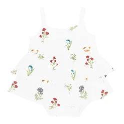 Clearance Kyte Baby Spaghetti Strap Ruffle Romper in Wildflower