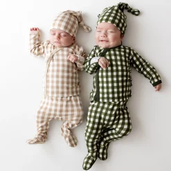 Hot Kyte Baby Take Me Home Set with Cap in Gingham Fir