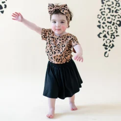 Hot Kyte Baby Toddler Basic Tee in Latte Leopard