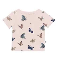 New Kyte Baby Toddler Crew Neck Tee in Blush Butterfly