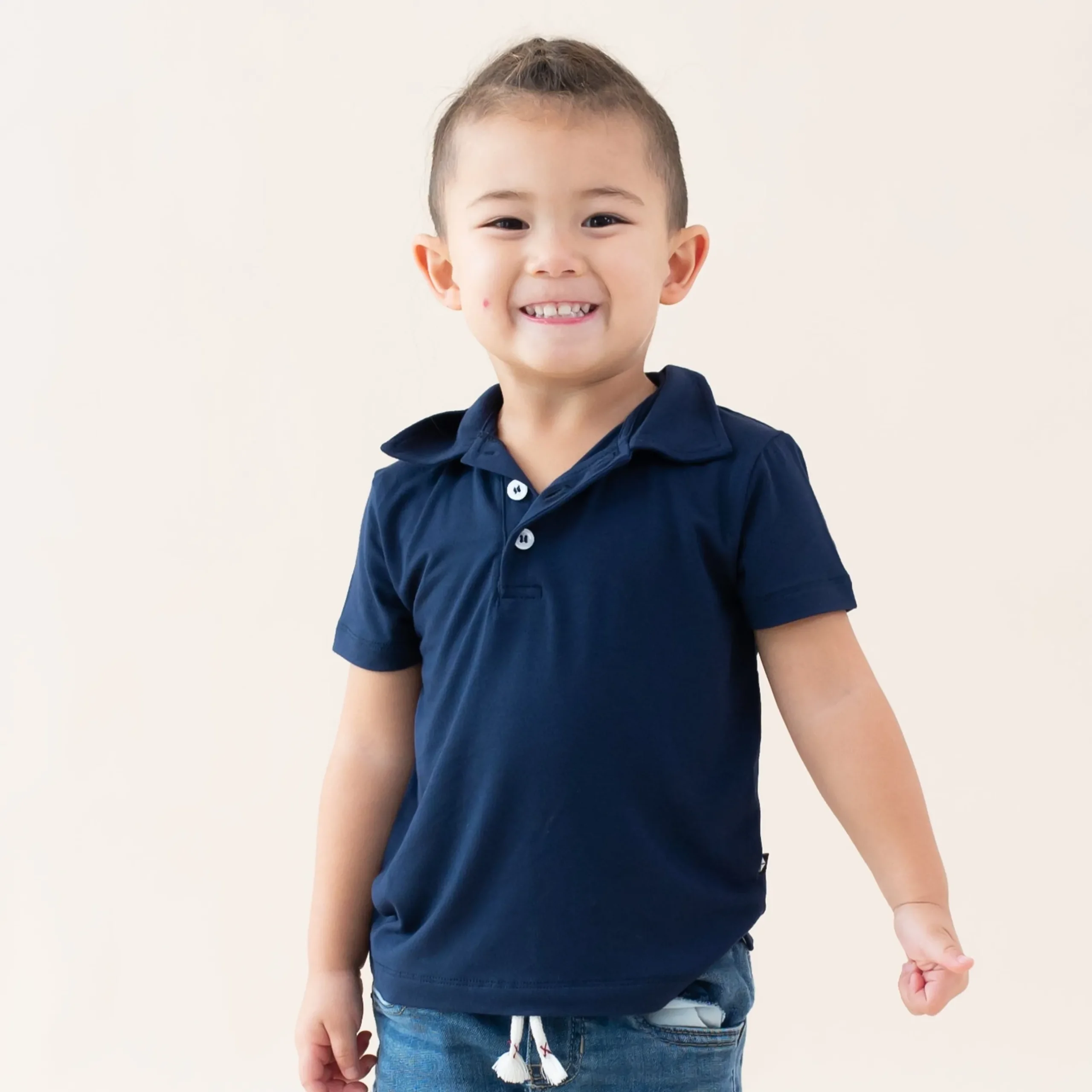 Clearance Kyte Baby Toddler Short Sleeve Polo in Navy