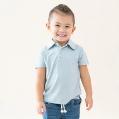 Online Kyte Baby Toddler Short Sleeve Polo in Fog