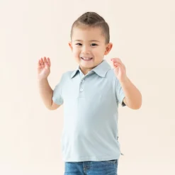 Online Kyte Baby Toddler Short Sleeve Polo in Fog