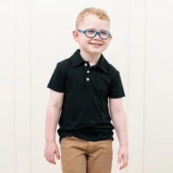 New Kyte Baby Toddler Short Sleeve Polo in Midnight