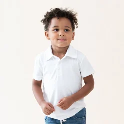 Hot Kyte Baby Toddler Short Sleeve Polo in Snow