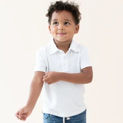 Hot Kyte Baby Toddler Short Sleeve Polo in Snow