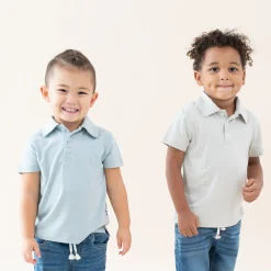 Discount Kyte Baby Toddler Short Sleeve Polo in Oat