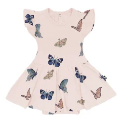 Clearance Kyte Baby Twirl Bodysuit Dress in Blush Butterfly
