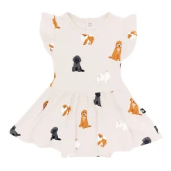 Discount Kyte Baby Twirl Bodysuit Dress in Fluffy Dog