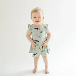 Hot Kyte Baby Twirl Bodysuit Dress in Fishing