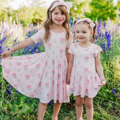 Best Kyte Baby Twirl Bodysuit Dress in Sakura Peony