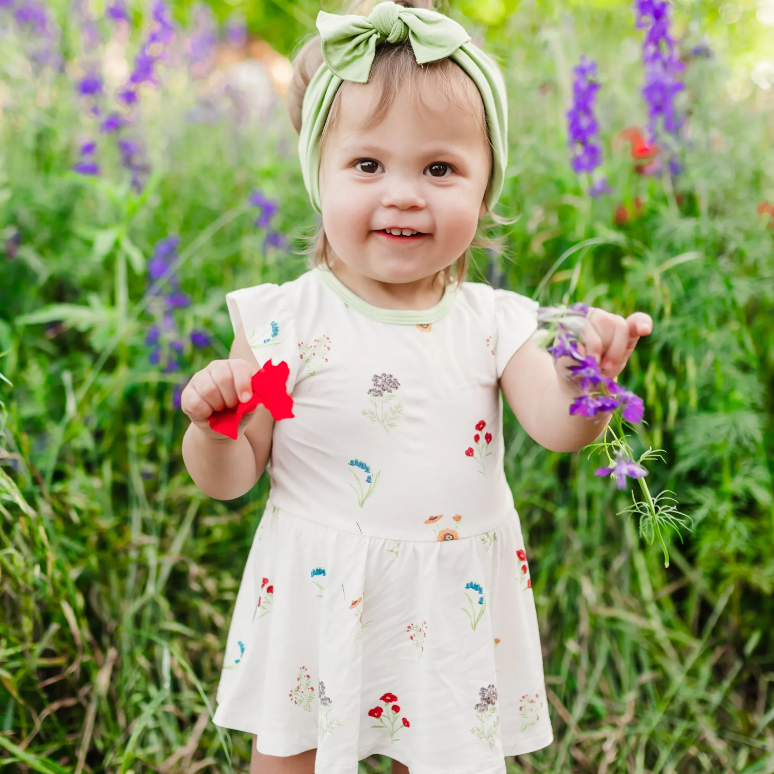 Clearance Kyte Baby Twirl Bodysuit Dress in Wildflower