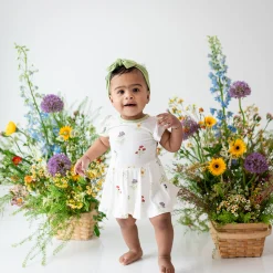 Clearance Kyte Baby Twirl Bodysuit Dress in Wildflower