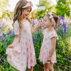 New Kyte Baby Twirl Dress in Sakura Peony