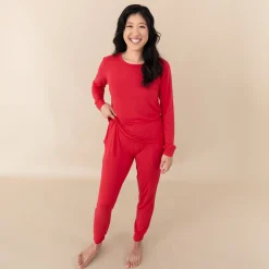 Clearance Kyte Baby Women's Jogger Pajama Set in Cardinal