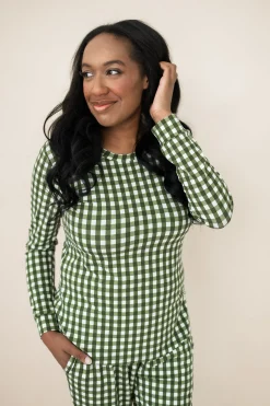 Kyte Baby Women's Jogger Pajama Set in Gingham Fir