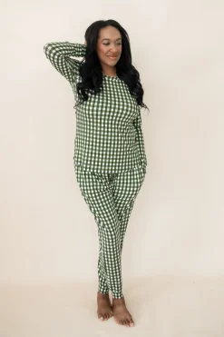 Kyte Baby Women's Jogger Pajama Set in Gingham Fir