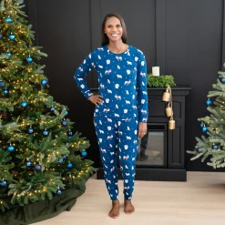 Hot Kyte Baby Women's Jogger Pajama Set in Frosty Friends