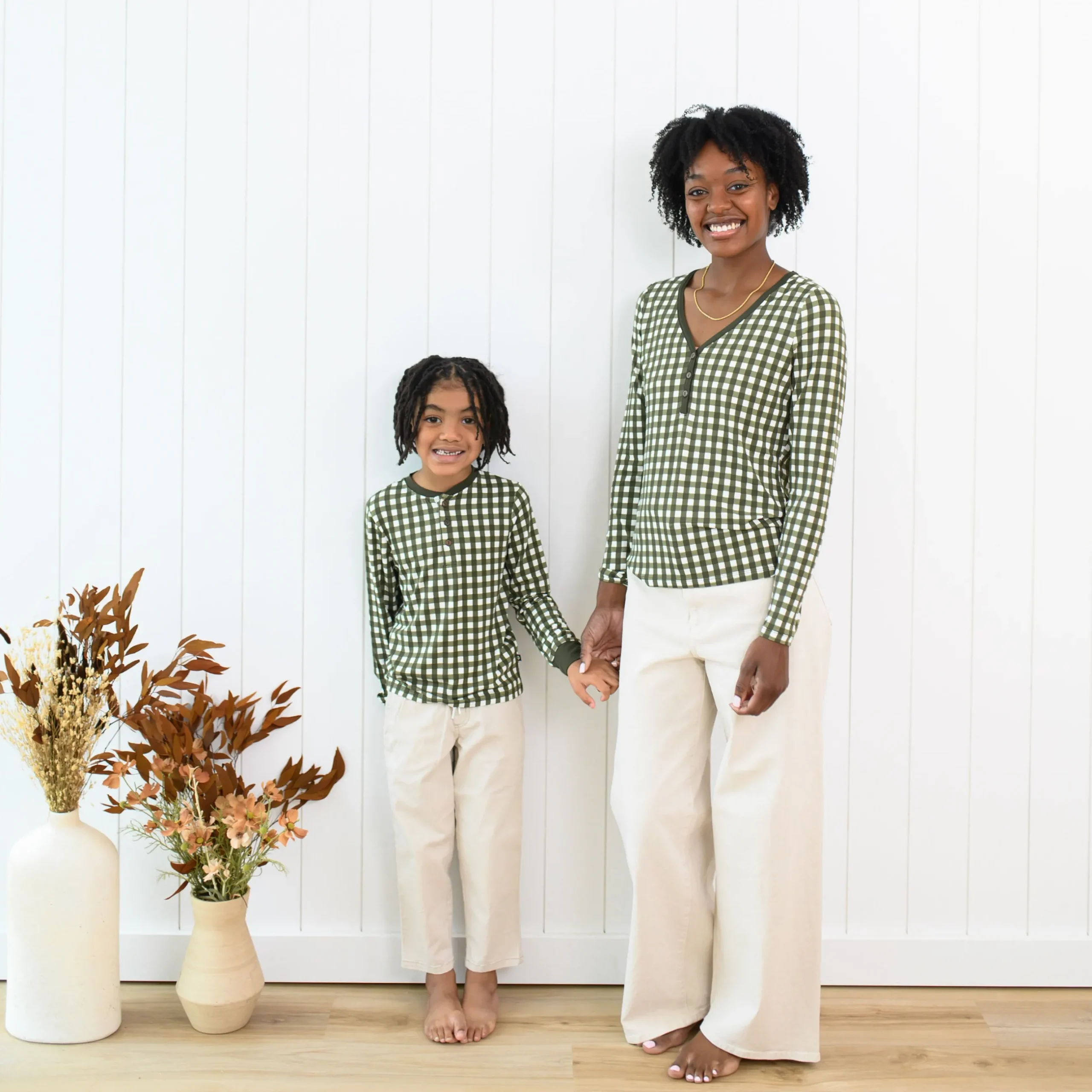 Sale Kyte Baby Women's Long Sleeve Henley Tee in Gingham Fir