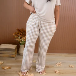 Best Kyte Baby Women's Lounge Pants in Gingham Bisque