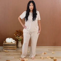 Best Kyte Baby Women's Lounge Pants in Gingham Bisque