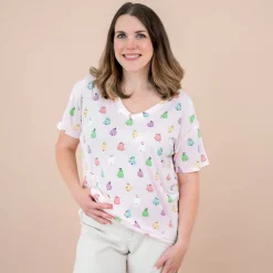 Hot Kyte Baby Women's Relaxed Fit V-Neck in Pastel Ghost