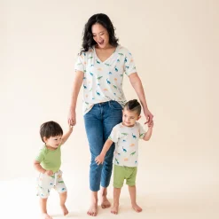 New Kyte Baby Women’s Relaxed Fit V-Neck in Ecru Roar