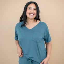 Best Kyte Baby Women’s Relaxed Fit V-Neck in Atlantic