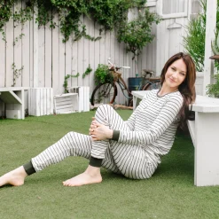 Sale Kyte Baby Women’s Ribbed Henley Set in Fir Stripe