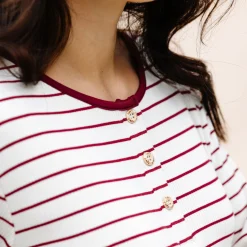 Outlet Kyte Baby Women’s Ribbed Henley Set in Burgundy Stripe