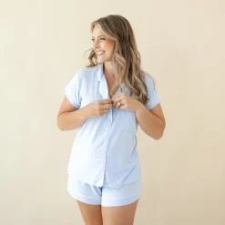 Clearance Kyte Baby Women's Short Sleeve Pajama Set in Mist