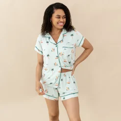 Discount Kyte Baby Women's Short Sleeve Pajama Set in Dew Surf