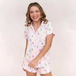 Outlet Kyte Baby Women's Short Sleeve Pajama Set in Pastel Ghost