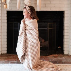 Outlet Kyte Baby Youth Blanket in 2.5 Gingham Bisque
