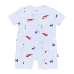 Outlet Kyte Baby Zipper Shortall Romper in Harbor