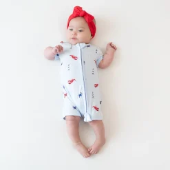 Outlet Kyte Baby Zipper Shortall Romper in Harbor