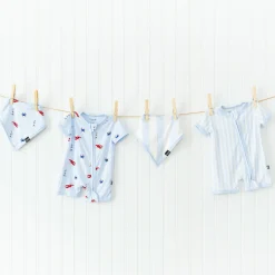 Outlet Kyte Baby Zipper Shortall Romper in Harbor