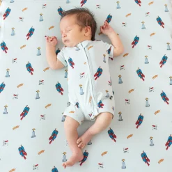 Outlet Kyte Baby Zipper Shortall Romper in Superman™